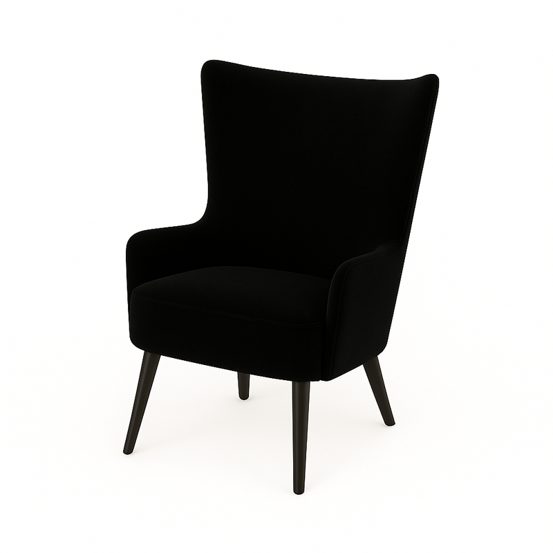 Fotoliu catifea NEAGRA | model LAURA